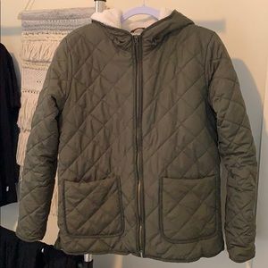 Army green puffer coat